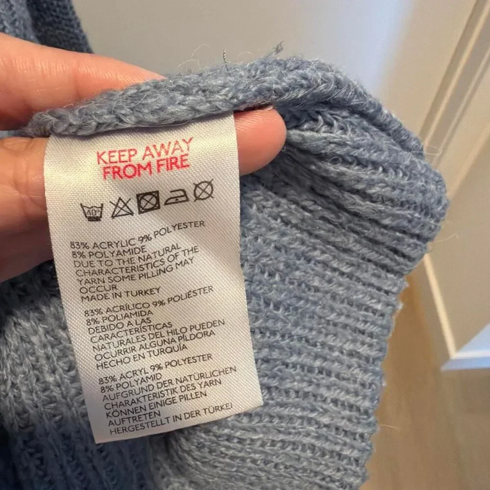 BDG Urban Outfitters Women's Slate Blue Chunky Knit Crewneck Sweater Size Small